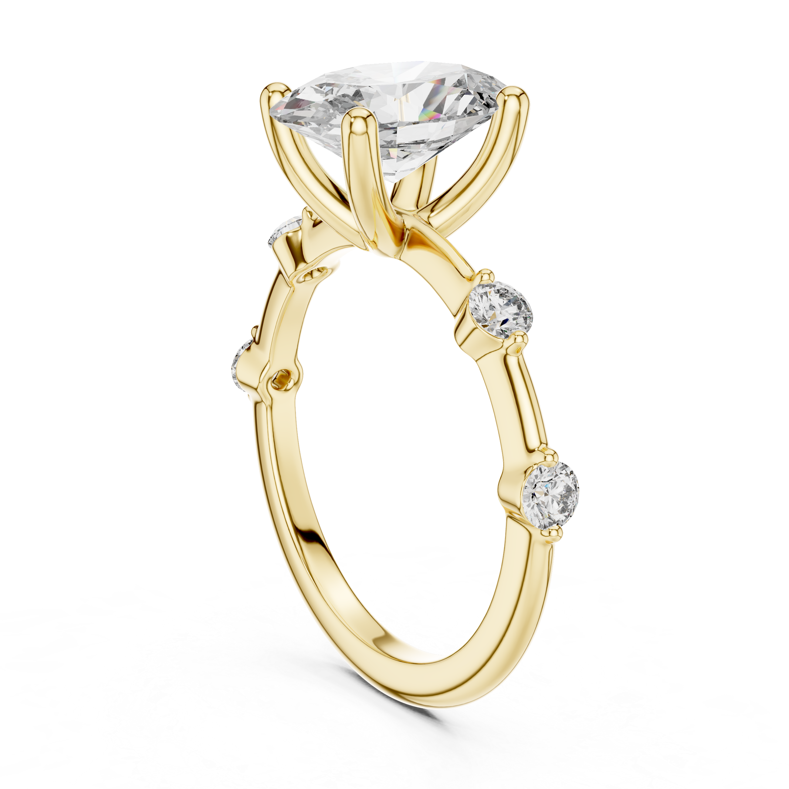 Oval Solitaire Milgrain Band Ring