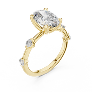 Oval Solitaire Milgrain Band Ring