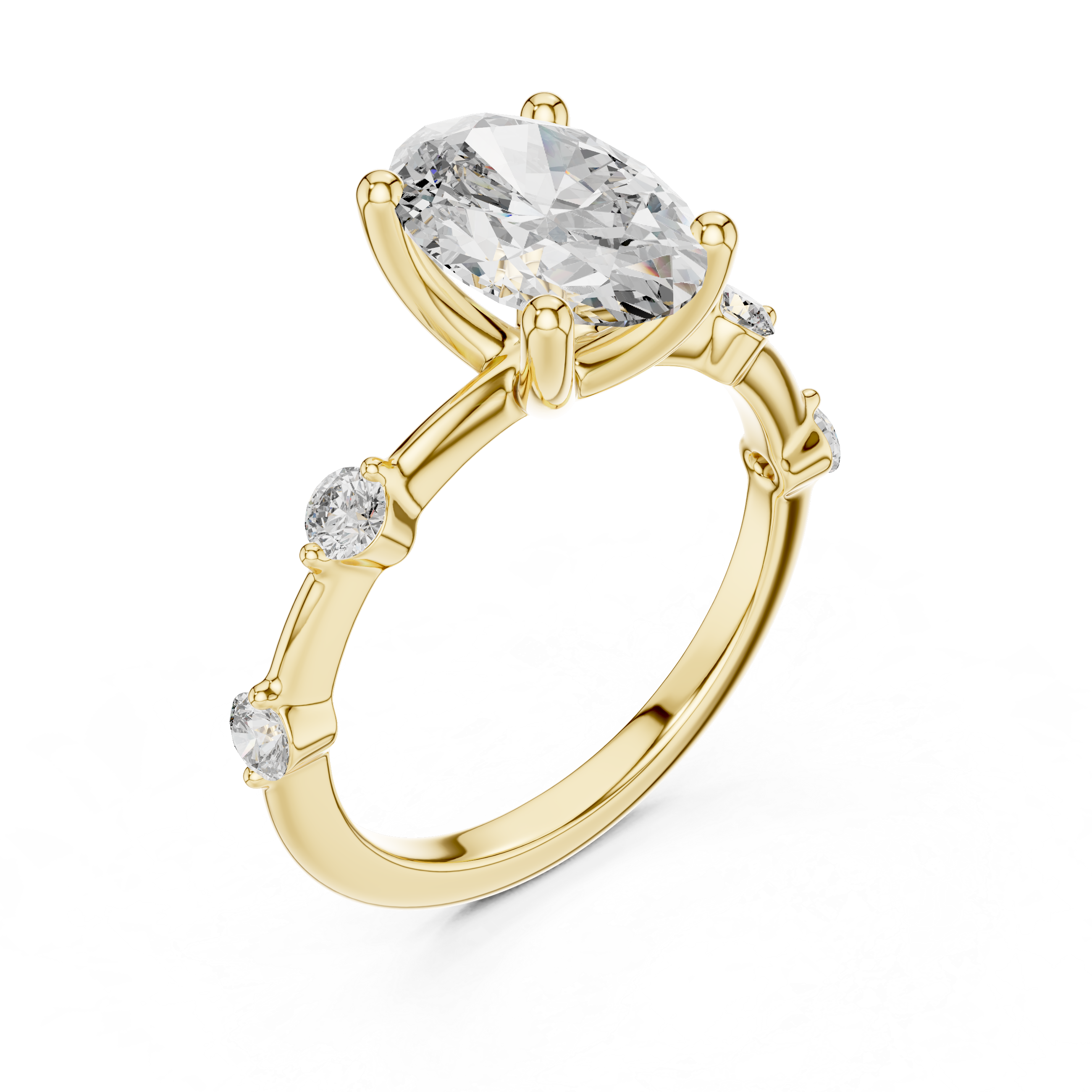 Oval Solitaire Milgrain Band Ring