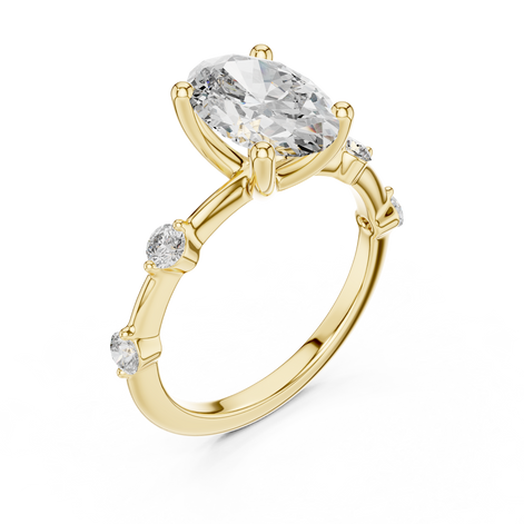 Oval Solitaire Milgrain Band Ring
