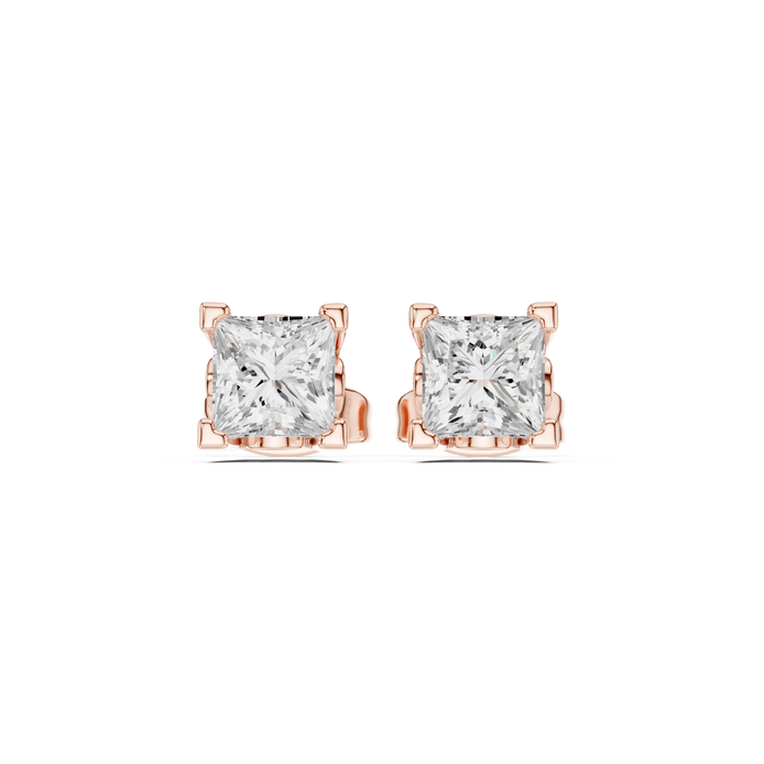 Princess Cut Crystal Stud Earrings