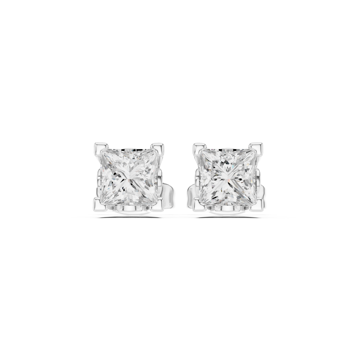 Princess Cut Crystal Stud Earrings