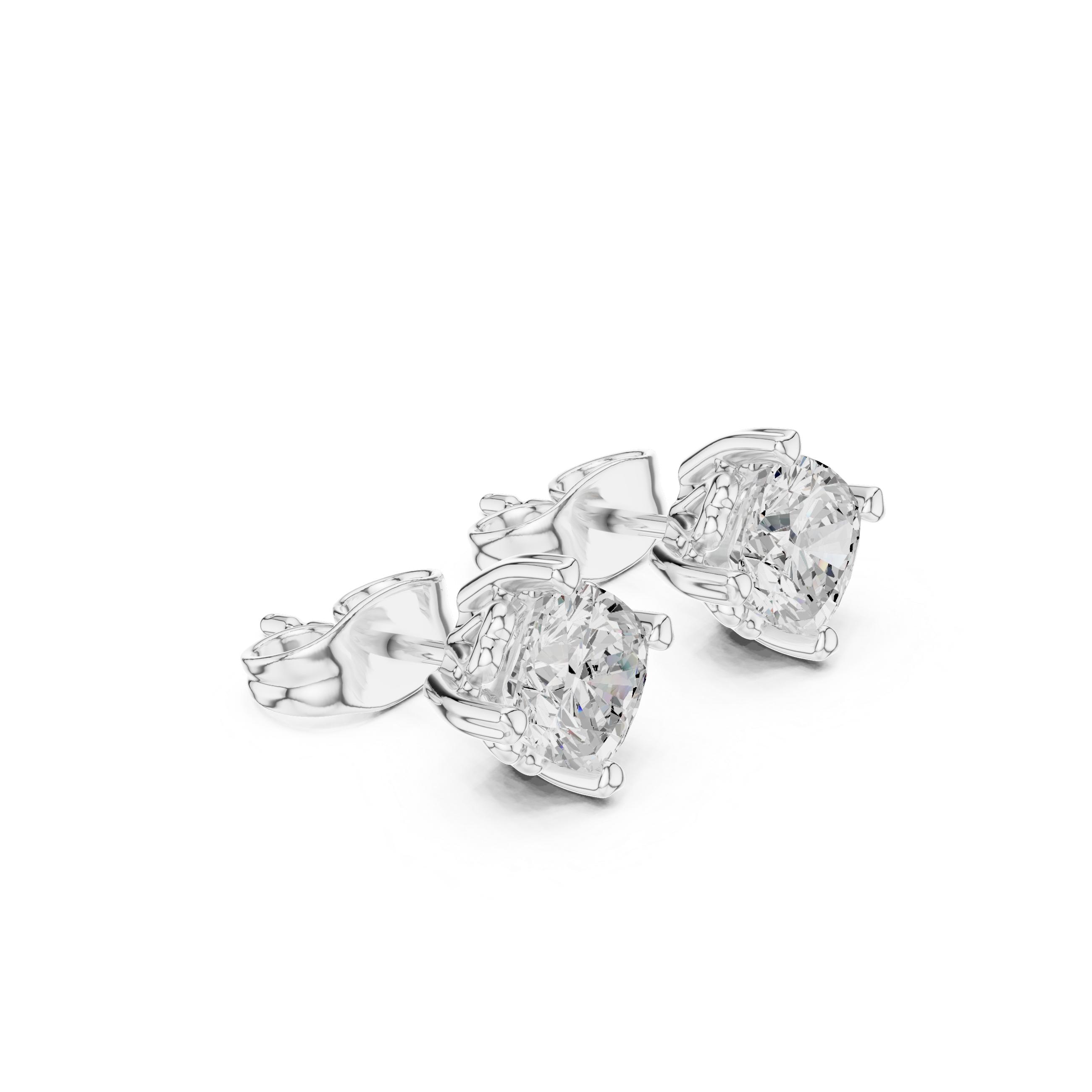Round Cut Solitaire Stud Earrings