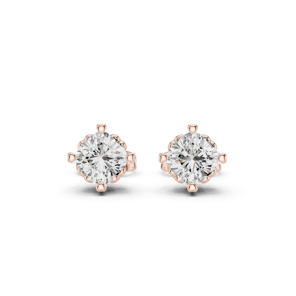 Round Cut Solitaire Stud Earrings