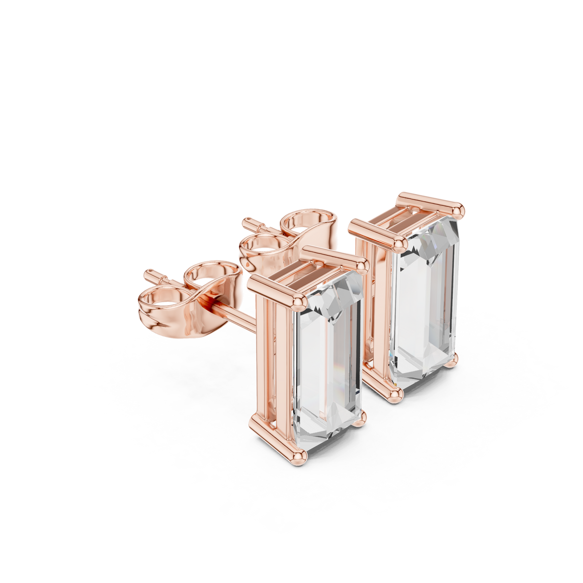 Baguette Solitaire Stud Earrings