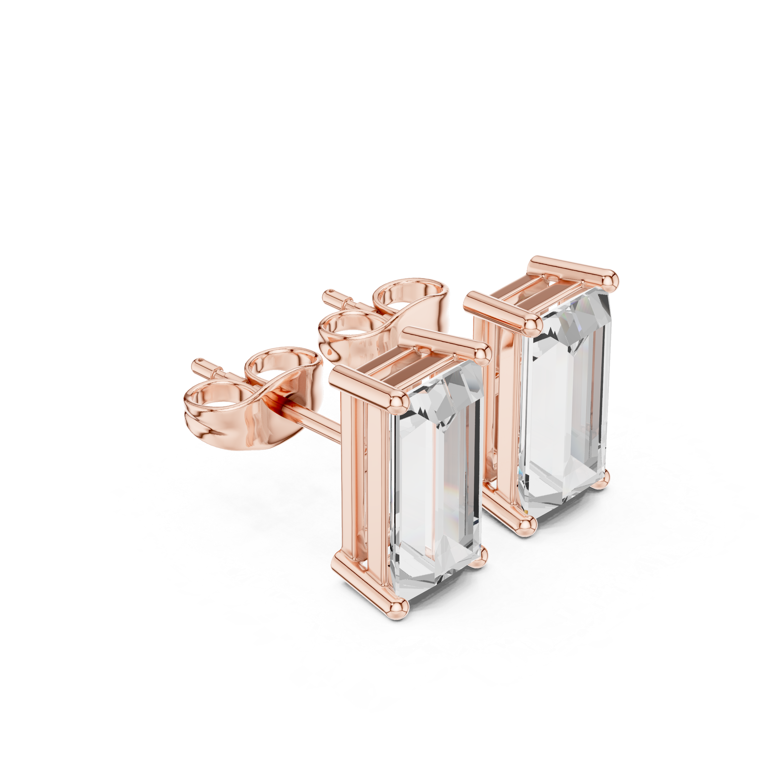 Baguette Solitaire Stud Earrings