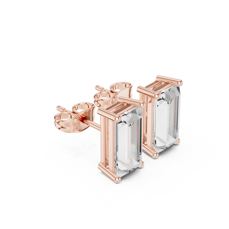 Baguette Solitaire Stud Earrings