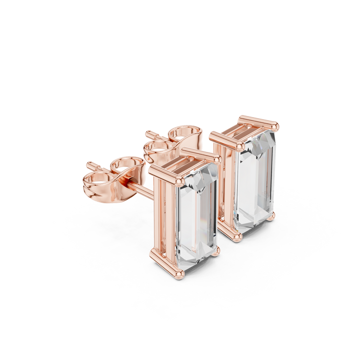 Baguette Solitaire Stud Earrings