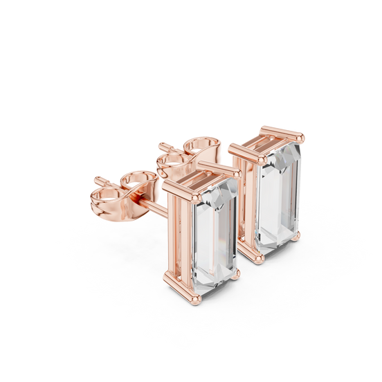 Baguette Solitaire Stud Earrings