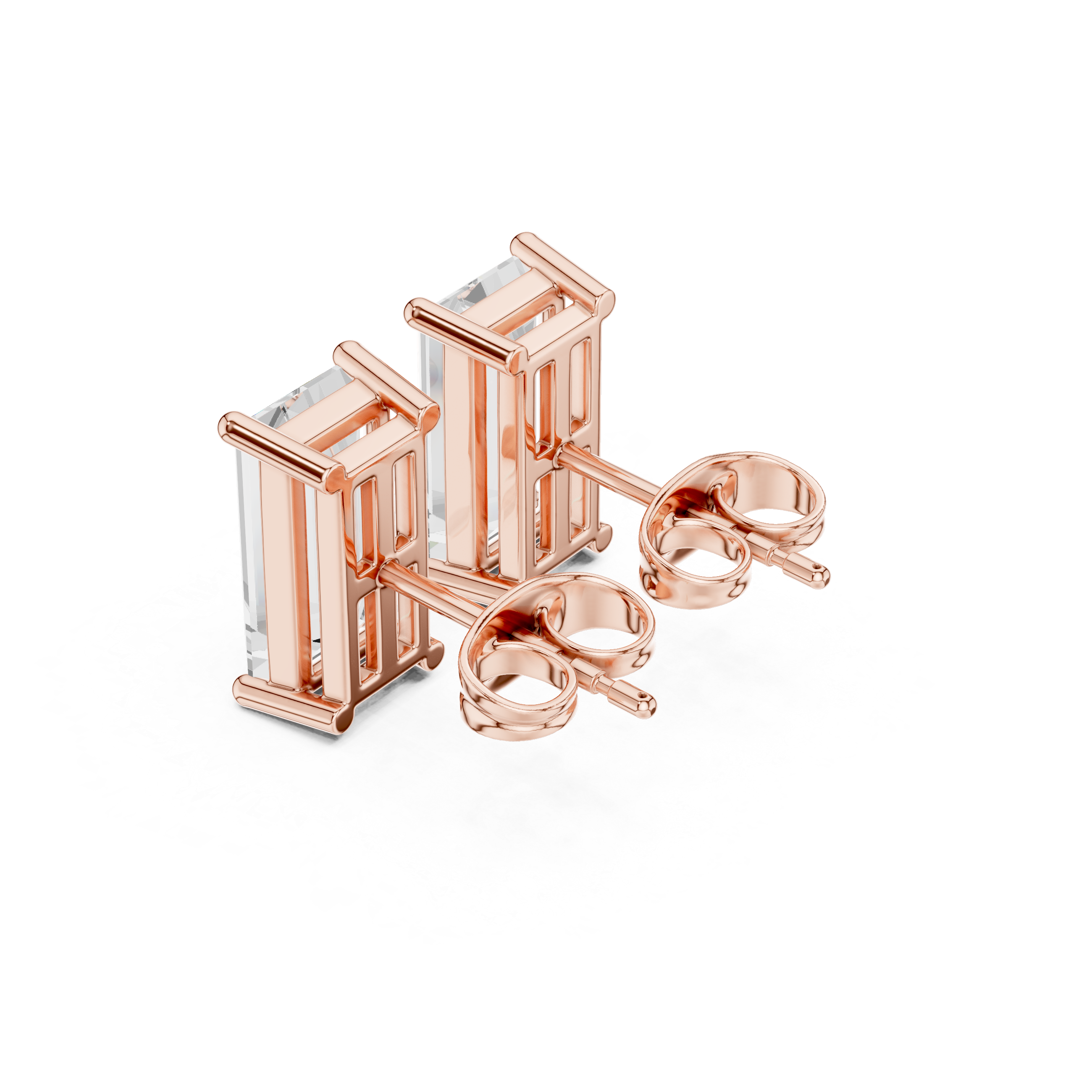 Baguette Solitaire Stud Earrings