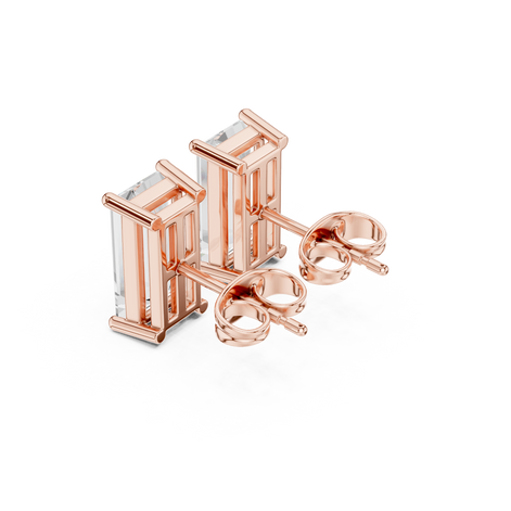 Baguette Solitaire Stud Earrings
