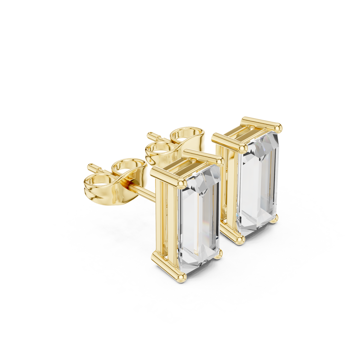 Baguette Solitaire Stud Earrings