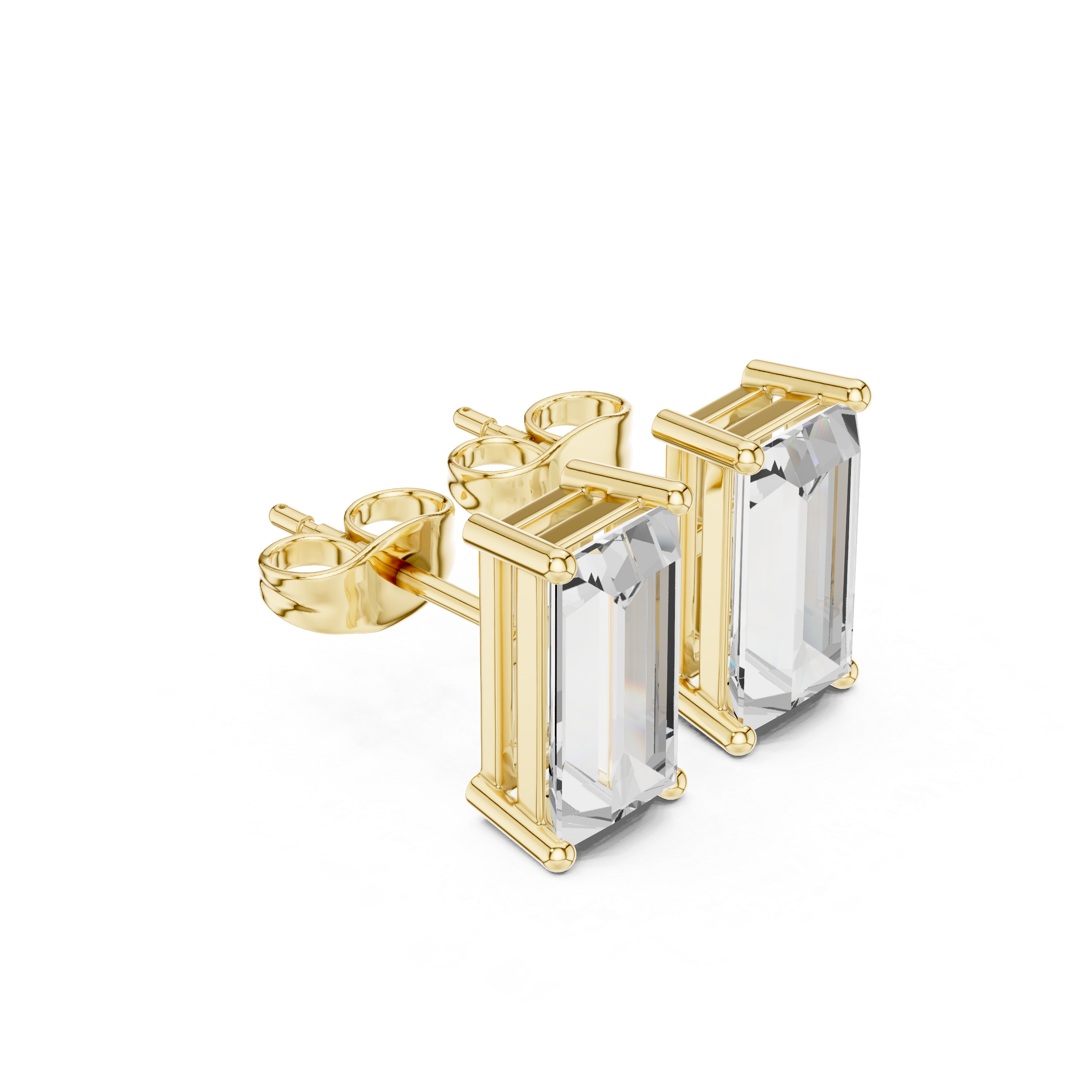 Baguette Solitaire Stud Earrings