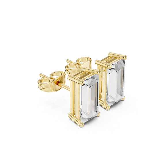 Baguette Solitaire Stud Earrings