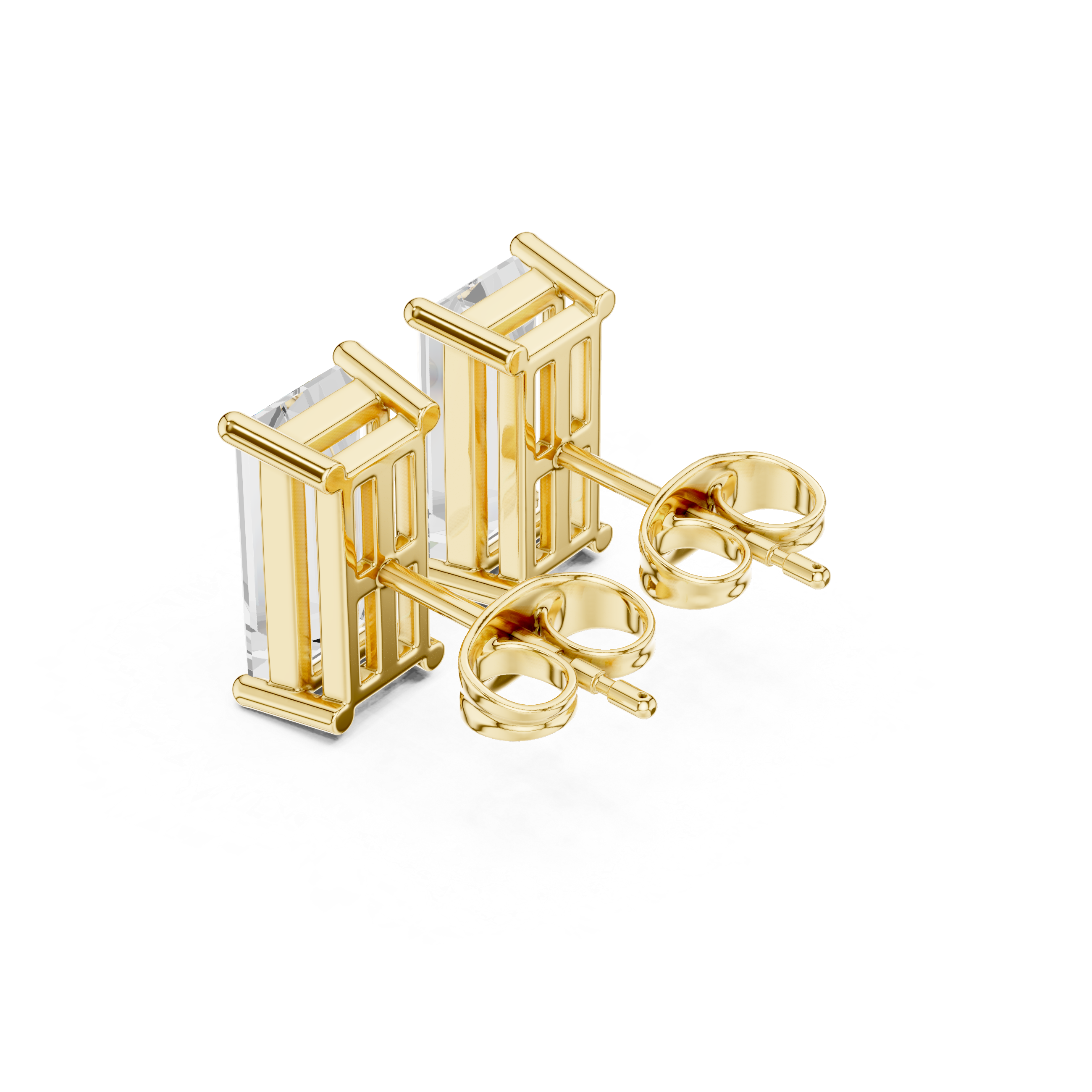 Baguette Solitaire Stud Earrings