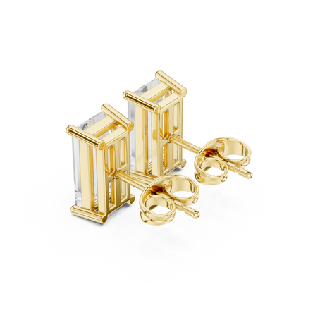 Baguette Solitaire Stud Earrings
