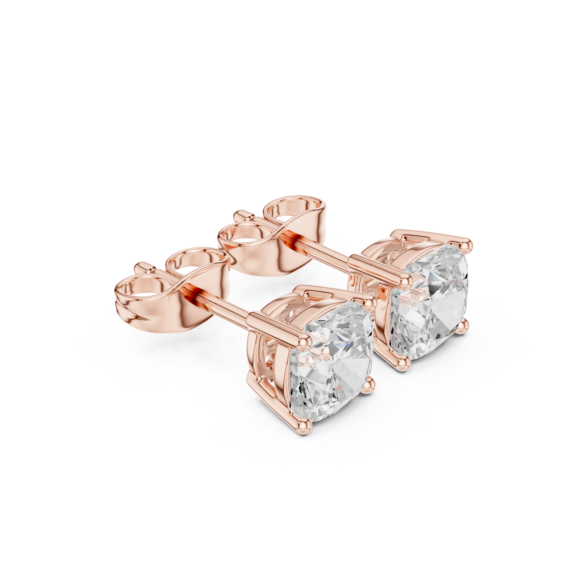 Cushion Cut Solitaire Stud Earrings