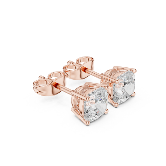 Cushion Cut Solitaire Stud Earrings
