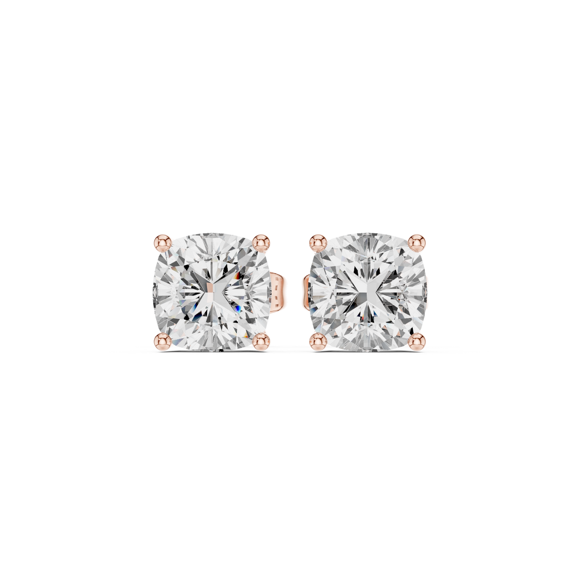 Cushion Cut Solitaire Stud Earrings