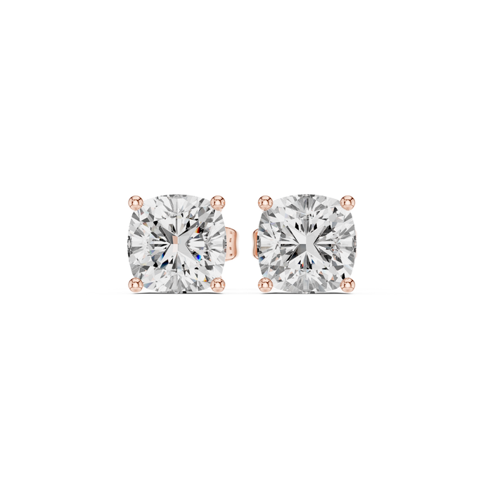 Cushion Cut Solitaire Stud Earrings
