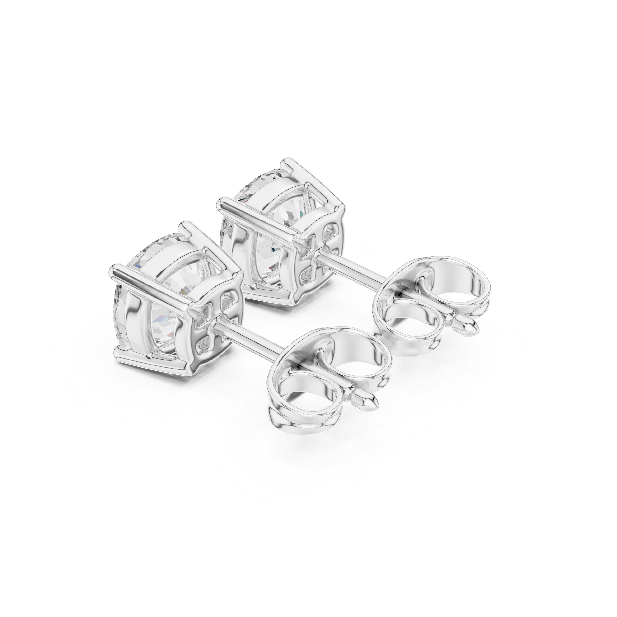 Cushion Cut Solitaire Stud Earrings