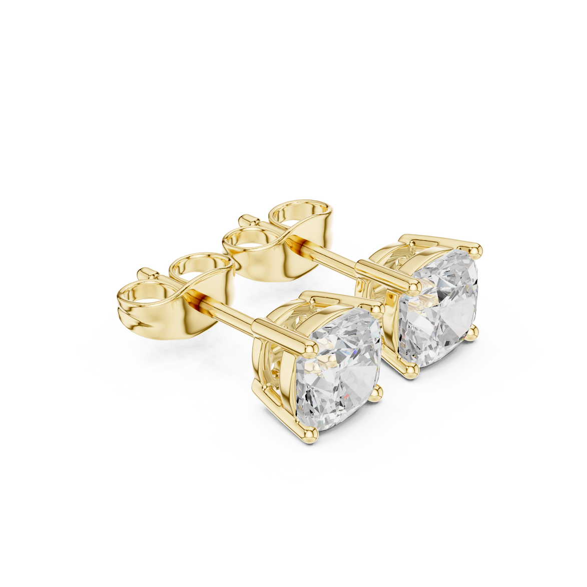 Cushion Cut Solitaire Stud Earrings