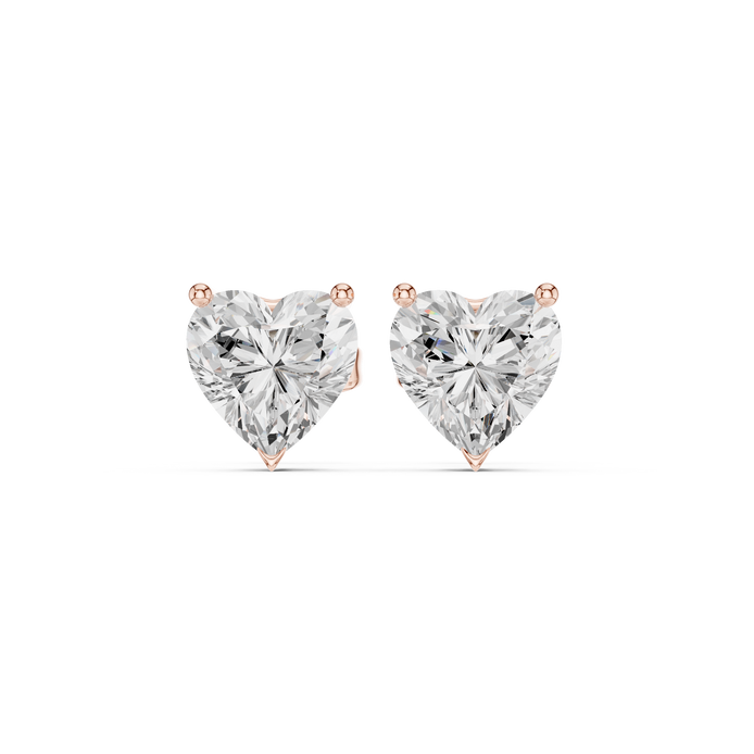 Heart Solitaire Stud Earrings