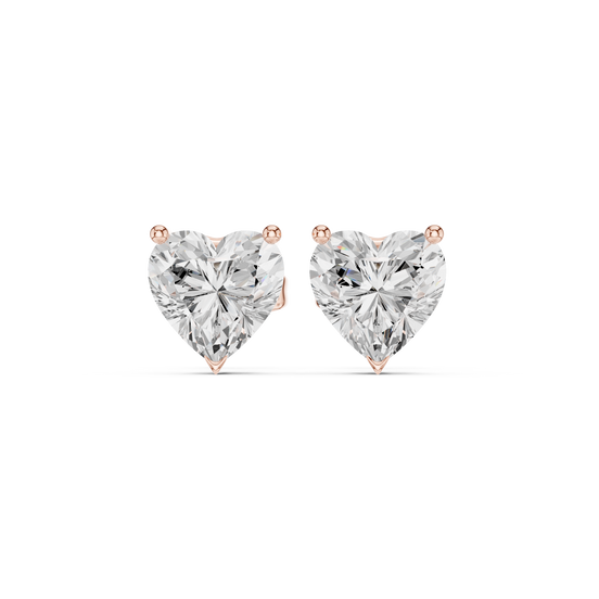 Heart Solitaire Stud Earrings