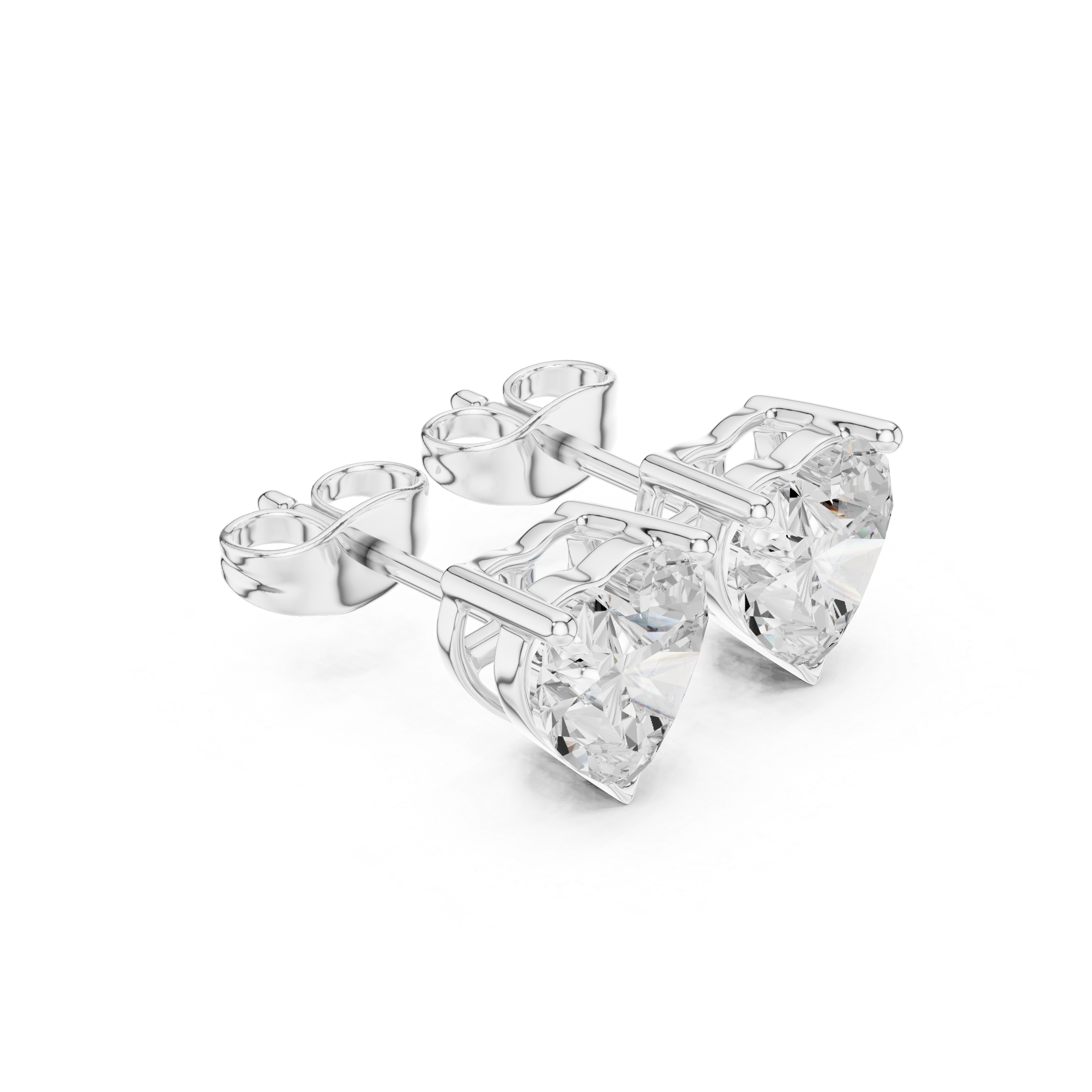 Heart Solitaire Stud Earrings
