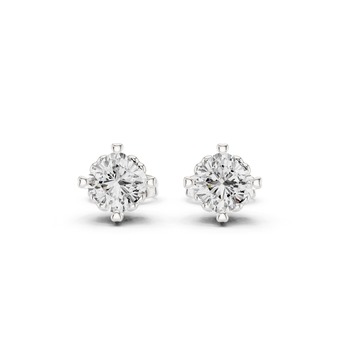 Round Cut Solitaire Stud Earrings